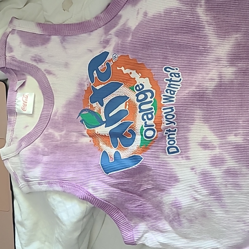 Fanta orange purple tie dye tank top, new, Small, Girls
